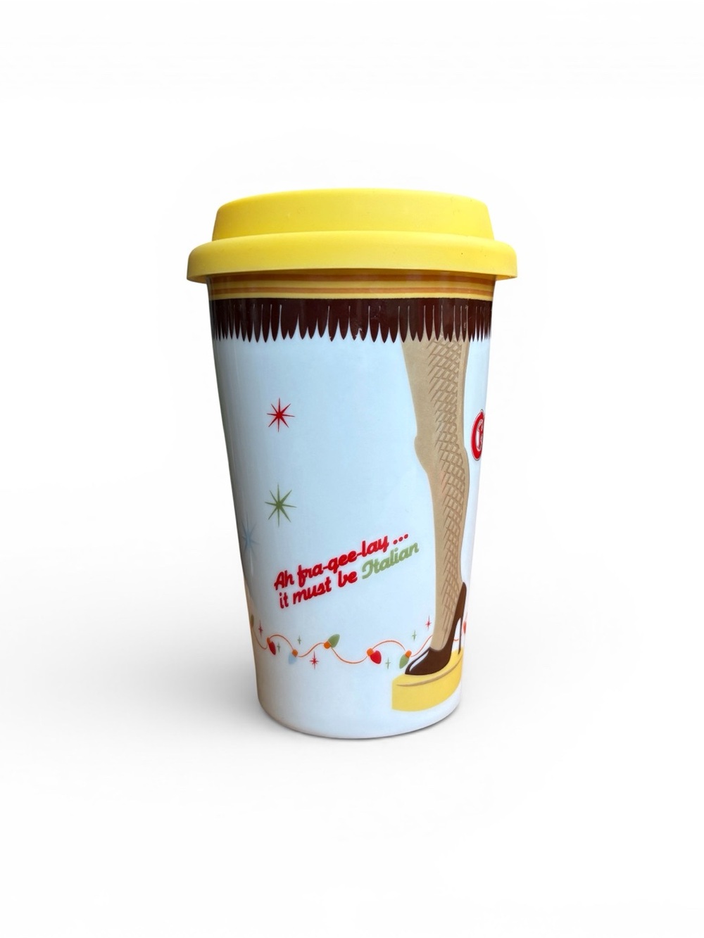 A Christmas Story Leg Lamp Ceramic Travel Mug 12oz Silicone Lid  NWOT - Picture 2 of 7